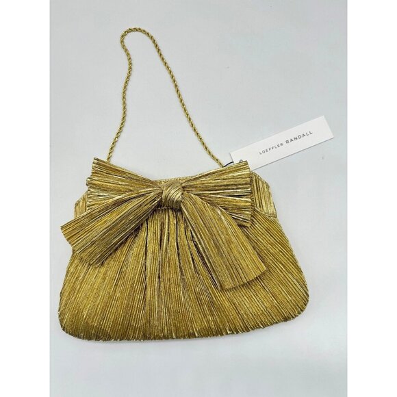 LOEFFLER RANDALL Rayne pleated bow clutch - Gold - Picture 2 of 13